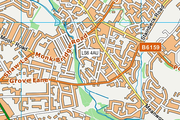 LS6 4AU map - OS VectorMap District (Ordnance Survey)