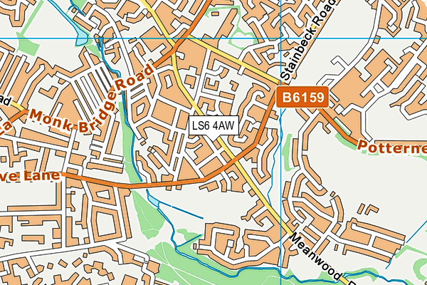 LS6 4AW map - OS VectorMap District (Ordnance Survey)