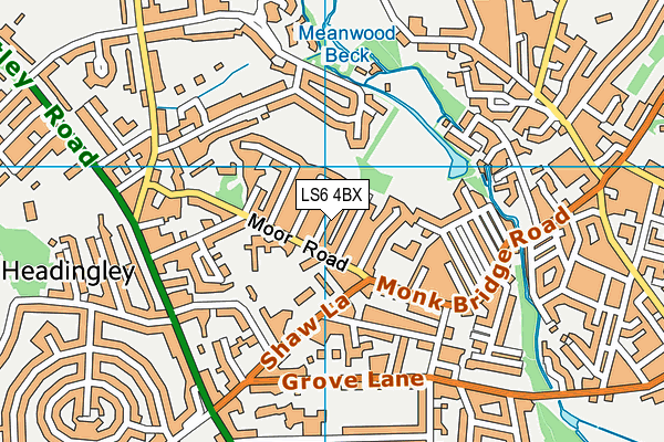 LS6 4BX map - OS VectorMap District (Ordnance Survey)