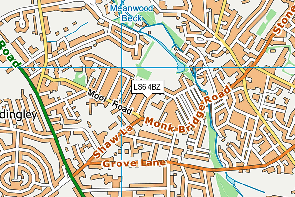 LS6 4BZ map - OS VectorMap District (Ordnance Survey)