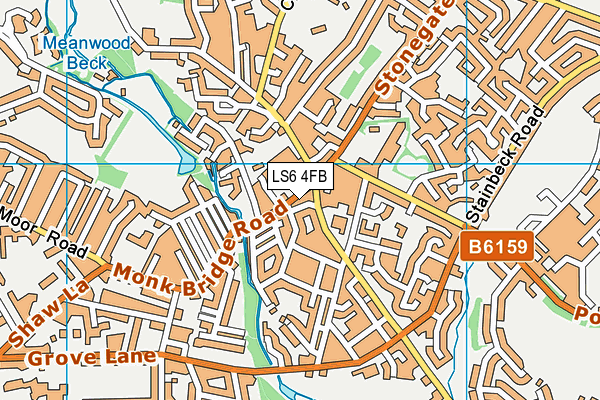 LS6 4FB map - OS VectorMap District (Ordnance Survey)