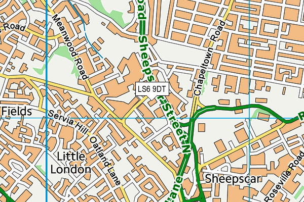 LS6 9DT map - OS VectorMap District (Ordnance Survey)