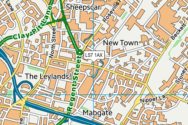 Puregym (Leeds Regent Street) map (LS7 1AX) - OS VectorMap District (Ordnance Survey)