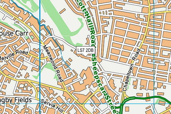 LS7 2DB map - OS VectorMap District (Ordnance Survey)