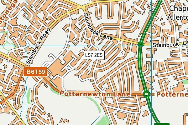 LS7 2ES map - OS VectorMap District (Ordnance Survey)