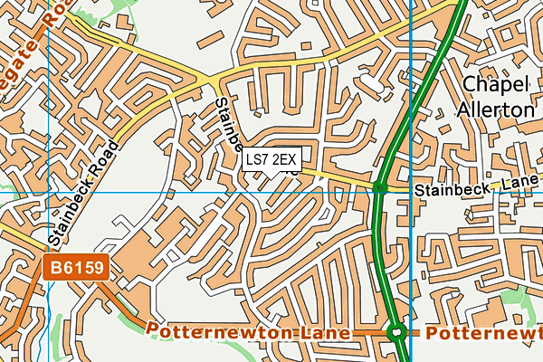 LS7 2EX map - OS VectorMap District (Ordnance Survey)