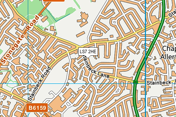 LS7 2HE map - OS VectorMap District (Ordnance Survey)