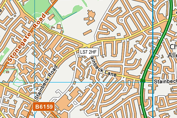 LS7 2HF map - OS VectorMap District (Ordnance Survey)