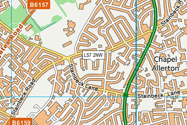 LS7 2NW map - OS VectorMap District (Ordnance Survey)