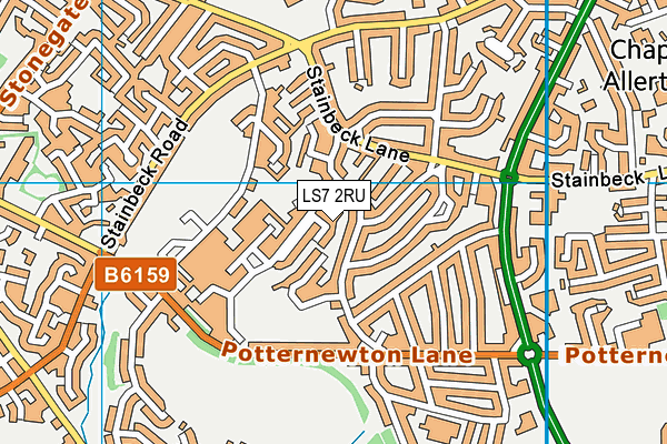 LS7 2RU map - OS VectorMap District (Ordnance Survey)