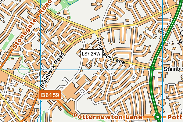 LS7 2RW map - OS VectorMap District (Ordnance Survey)