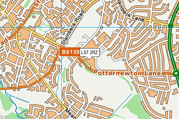LS7 2RZ map - OS VectorMap District (Ordnance Survey)