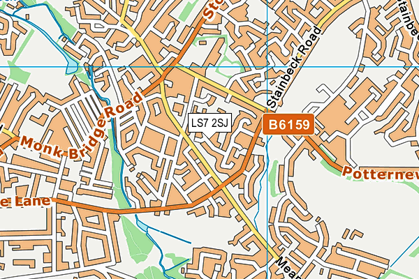 LS7 2SJ map - OS VectorMap District (Ordnance Survey)