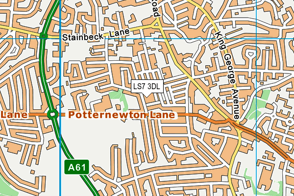LS7 3DL map - OS VectorMap District (Ordnance Survey)