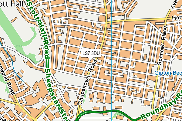 LS7 3DU map - OS VectorMap District (Ordnance Survey)