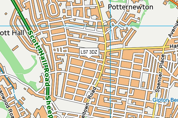 LS7 3DZ map - OS VectorMap District (Ordnance Survey)