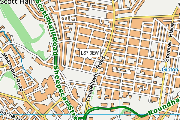 LS7 3EW map - OS VectorMap District (Ordnance Survey)