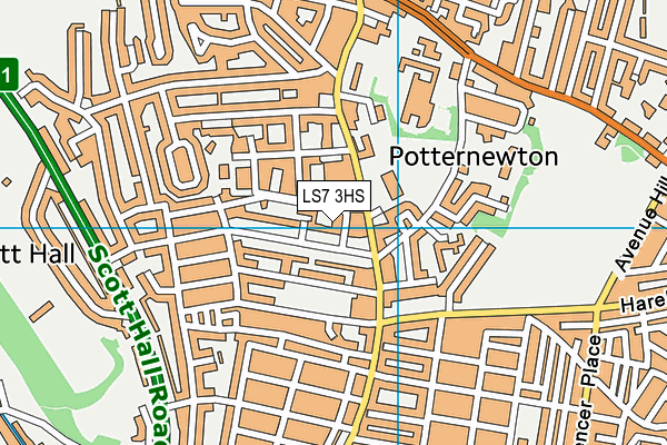 LS7 3HS map - OS VectorMap District (Ordnance Survey)