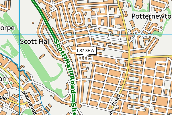 LS7 3HW map - OS VectorMap District (Ordnance Survey)