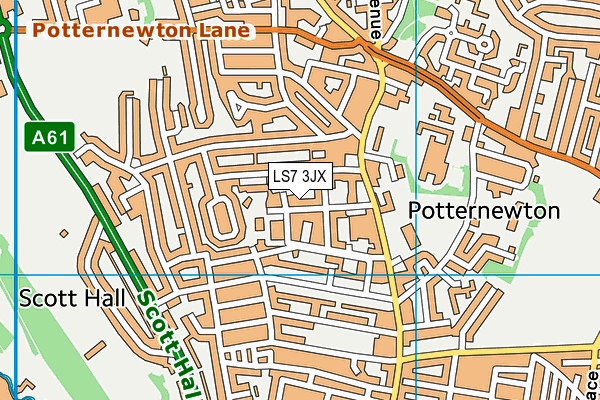 LS7 3JX map - OS VectorMap District (Ordnance Survey)