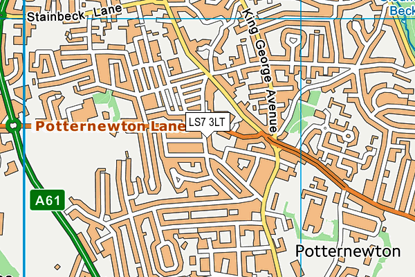 LS7 3LT map - OS VectorMap District (Ordnance Survey)