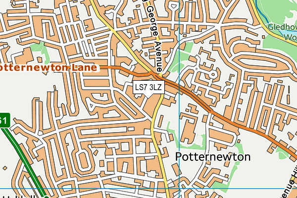 LS7 3LZ map - OS VectorMap District (Ordnance Survey)