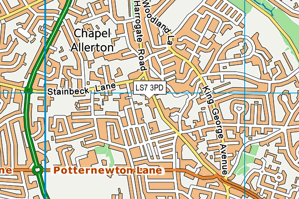 LS7 3PD map - OS VectorMap District (Ordnance Survey)