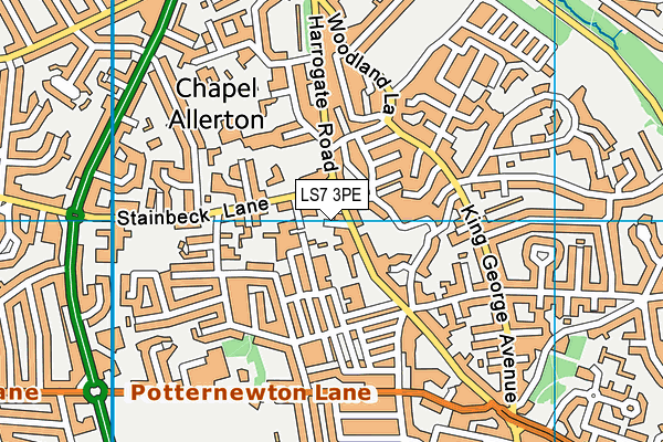 LS7 3PE map - OS VectorMap District (Ordnance Survey)
