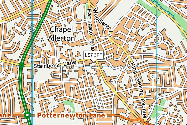 LS7 3PF map - OS VectorMap District (Ordnance Survey)