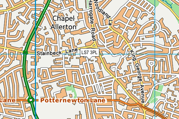 LS7 3PL map - OS VectorMap District (Ordnance Survey)