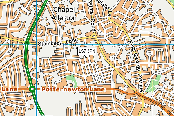 LS7 3PN map - OS VectorMap District (Ordnance Survey)