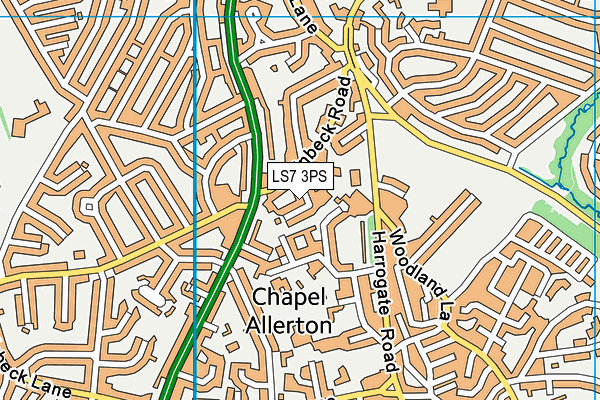 LS7 3PS map - OS VectorMap District (Ordnance Survey)