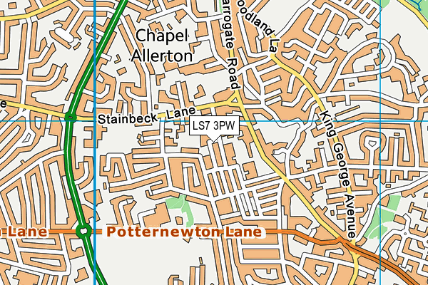 LS7 3PW map - OS VectorMap District (Ordnance Survey)