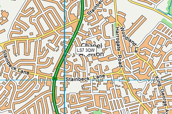 LS7 3QW map - OS VectorMap District (Ordnance Survey)