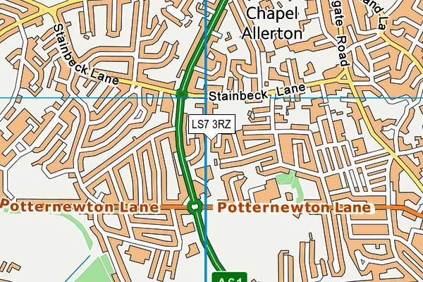 LS7 3RZ map - OS VectorMap District (Ordnance Survey)