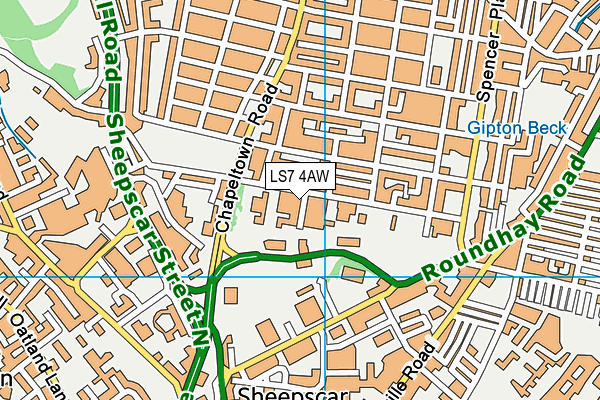 LS7 4AW map - OS VectorMap District (Ordnance Survey)