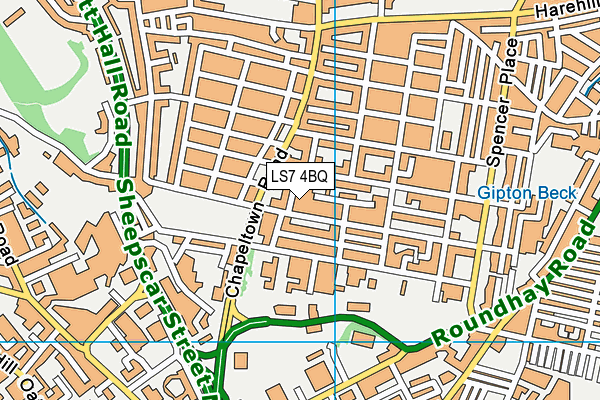 LS7 4BQ map - OS VectorMap District (Ordnance Survey)
