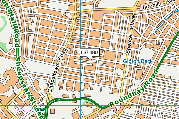 LS7 4BU map - OS VectorMap District (Ordnance Survey)