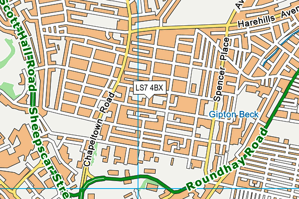 LS7 4BX map - OS VectorMap District (Ordnance Survey)