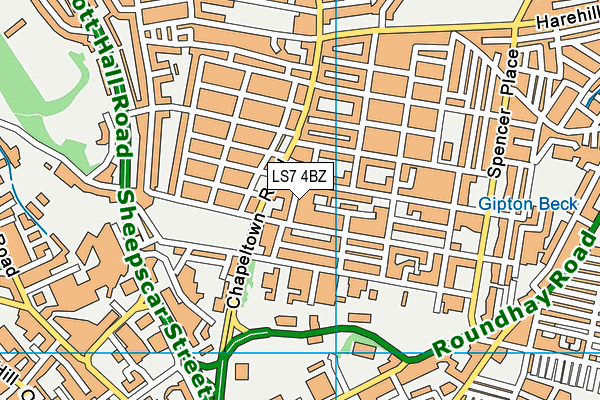 LS7 4BZ map - OS VectorMap District (Ordnance Survey)