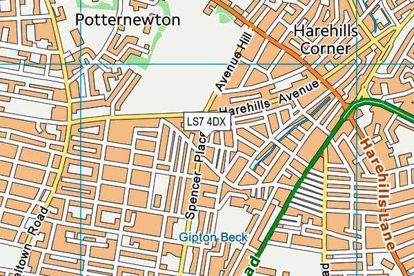 LS7 4DX map - OS VectorMap District (Ordnance Survey)