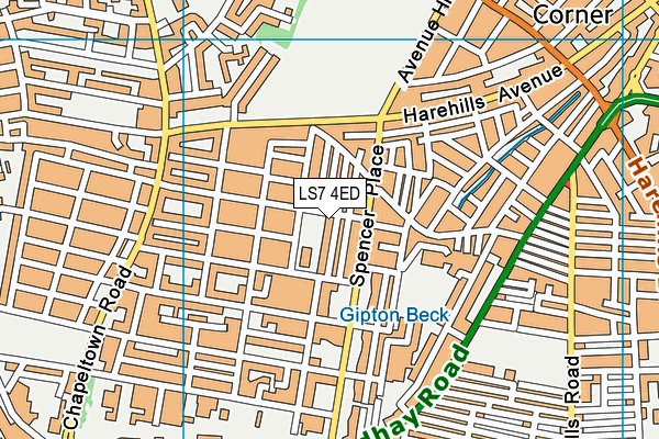 LS7 4ED map - OS VectorMap District (Ordnance Survey)