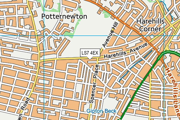 LS7 4EX map - OS VectorMap District (Ordnance Survey)