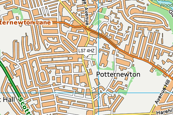 LS7 4HZ map - OS VectorMap District (Ordnance Survey)