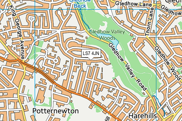 LS7 4JN map - OS VectorMap District (Ordnance Survey)