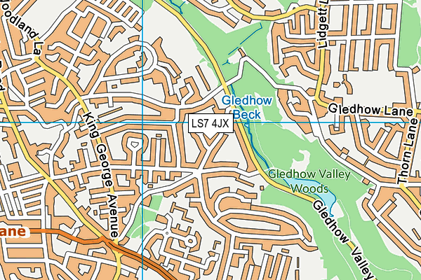 LS7 4JX map - OS VectorMap District (Ordnance Survey)
