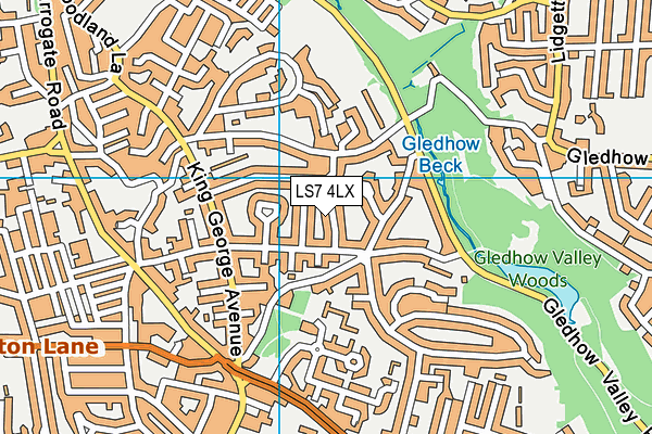 LS7 4LX map - OS VectorMap District (Ordnance Survey)
