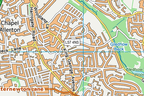 LS7 4NS map - OS VectorMap District (Ordnance Survey)