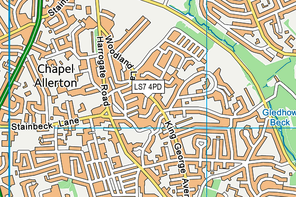 LS7 4PD map - OS VectorMap District (Ordnance Survey)
