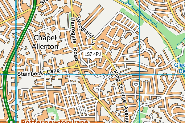 LS7 4PJ map - OS VectorMap District (Ordnance Survey)